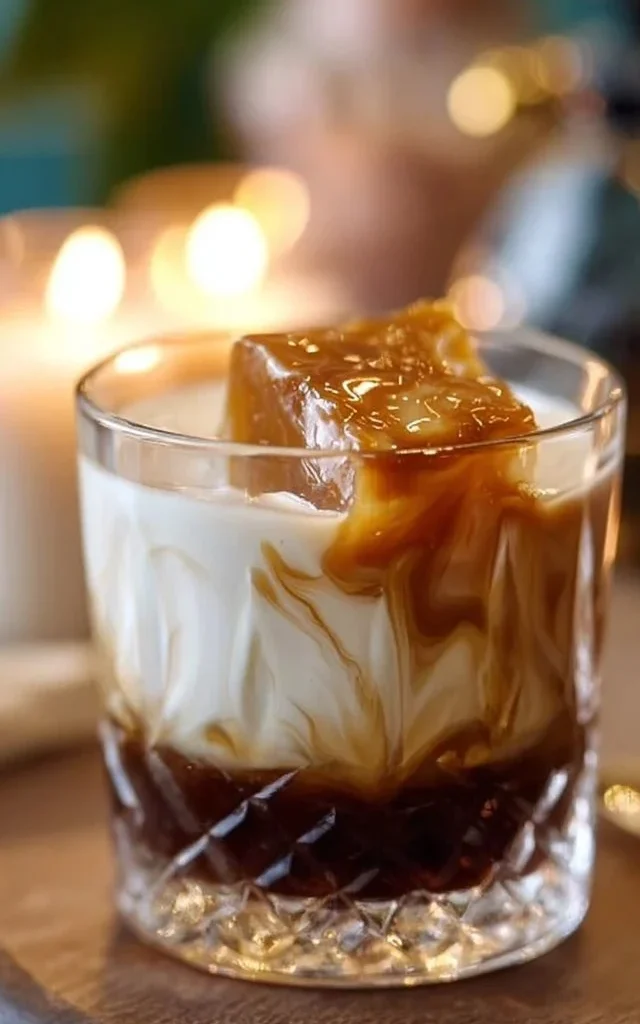 Delicious Butterscotch White Russian cocktail in a glass