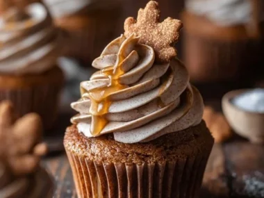 Chai spice maple cupcakes topped with creamy frosting