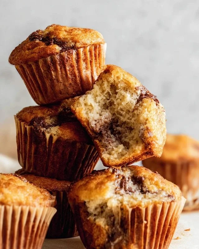 Freshly baked easy banana muffins on a cooling rack