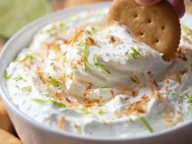 Delicious Key Lime Pie Dip served in a bowl with graham cracker crumbs