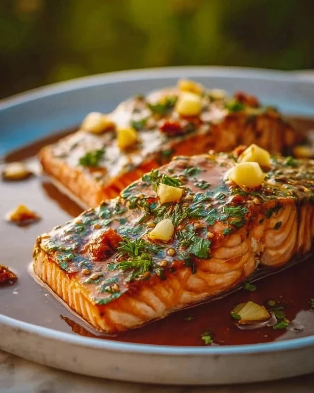 Marry Me Salmon dish beautifully plated for a romantic dinner