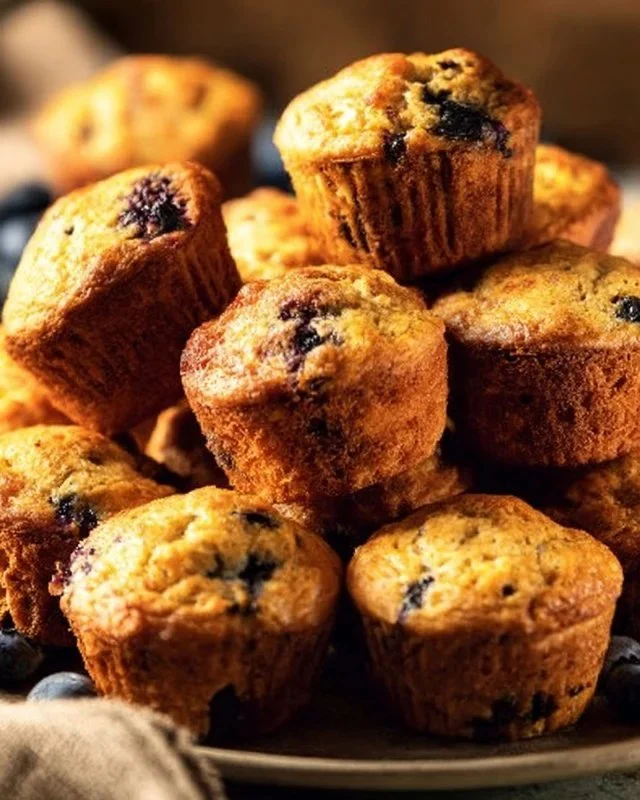Mini blueberry muffins baked to perfection, served fresh and fluffy.