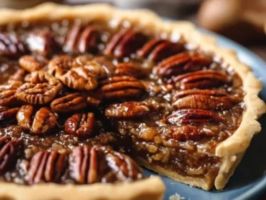Delicious homemade pecan pie with a golden crust and rich filling.