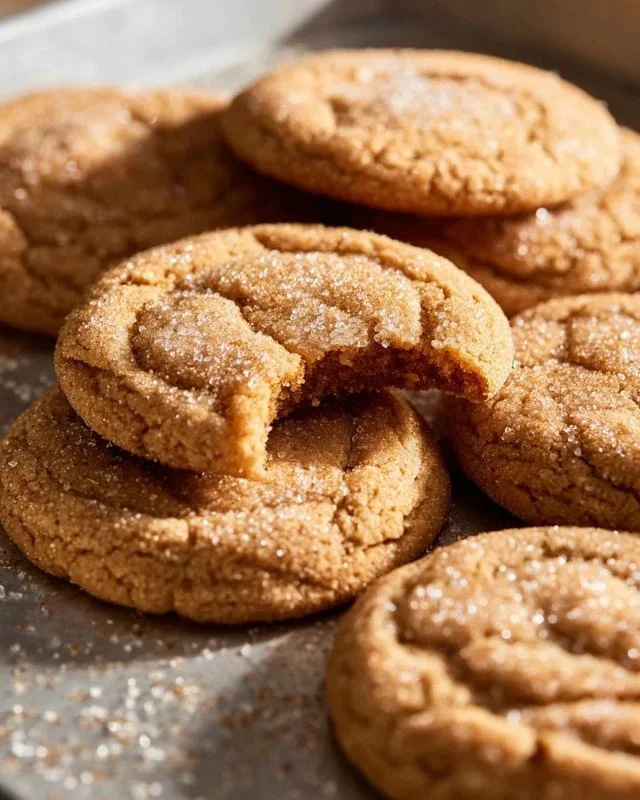 Freshly baked soft and chewy snickerdoodle cookies with cinnamon sugar coating