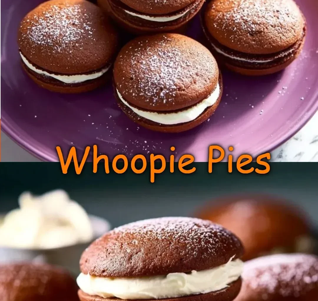 Delicious homemade whoopie pies stacked on a plate.