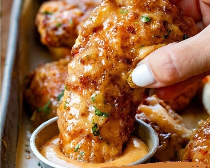 Plate of spicy Bang Bang Chicken garnished with green onions