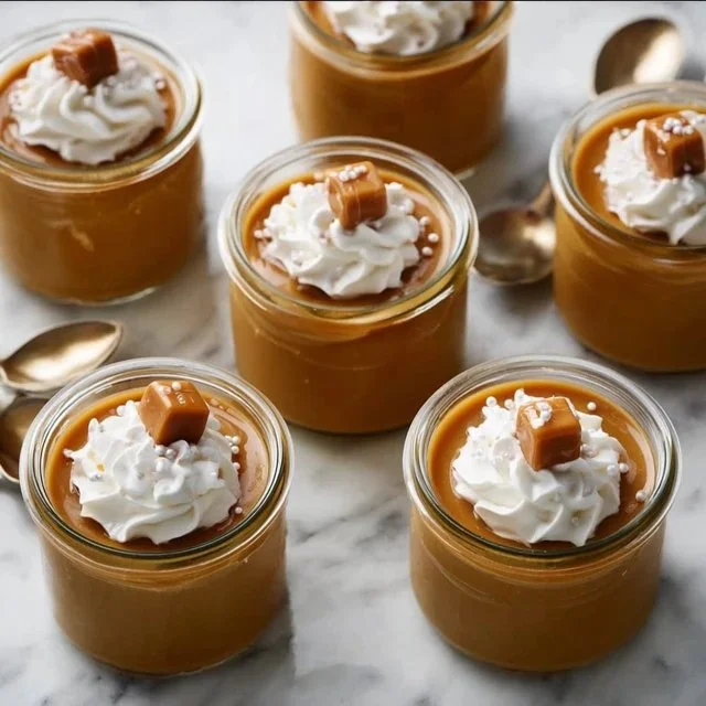 Delicious homemade butterscotch pudding served in a glass bowl