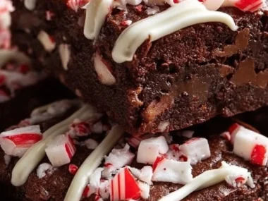 Decadent chocolate peppermint brownies topped with minty frosting
