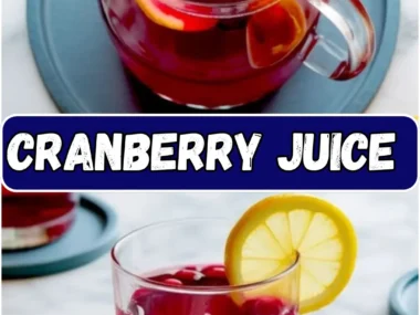 Homemade cranberry juice in a glass with fresh cranberries and mint leaves.