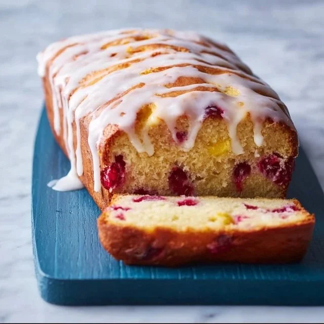 Freshly baked cranberry orange bread with cranberries and orange zest