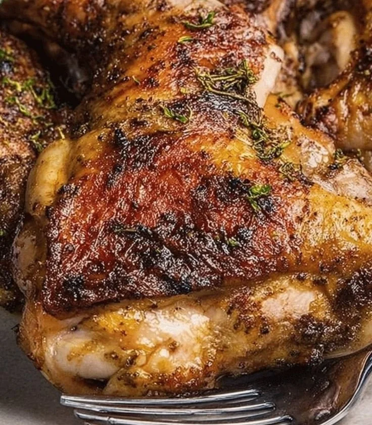 Delicious firefighter's famous barbecued chicken on a grill.