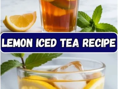 A refreshing glass of lemon iced tea with lemon slices and mint leaves