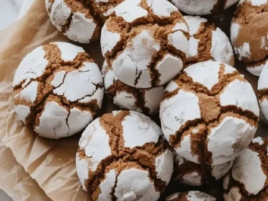 Freshly baked molasses crinkle cookies with a golden-brown top