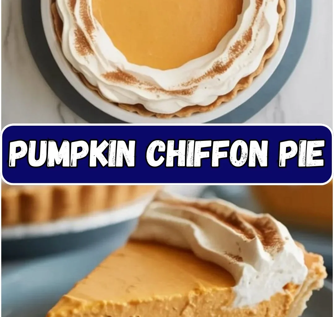 Slice of Pumpkin Chiffon Pie with whipped cream on a plate