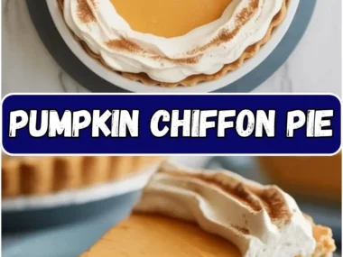 Slice of Pumpkin Chiffon Pie with whipped cream on a plate