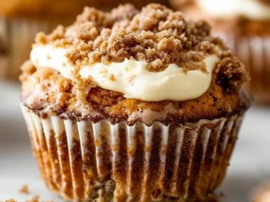 Delicious pumpkin cream cheese muffins fresh out of the oven