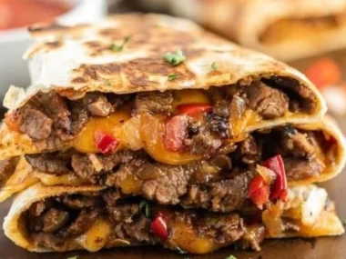 Delicious Steak Fajita Quesadillas with grilled steak and bell peppers