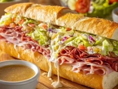 Delicious TikTok viral chopped Italian sandwich with fresh ingredients.