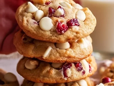 Delicious White Chocolate Cranberry Cookies on a plate