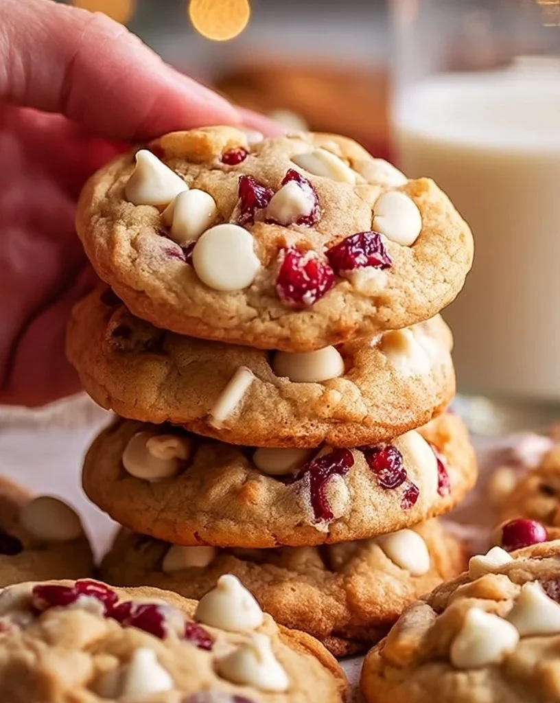 Delicious White Chocolate Cranberry Cookies on a plate