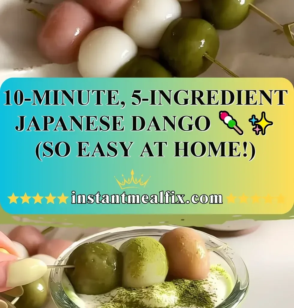 Colorful Japanese Dango skewers served on a plate, ready to enjoy.