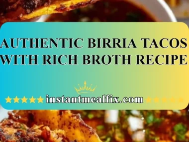 Delicious authentic Birria Tacos served with rich savory broth