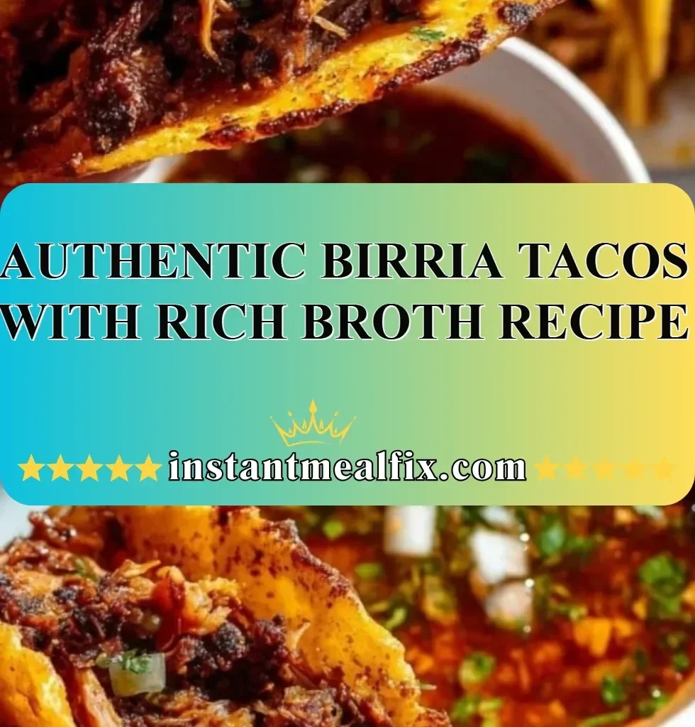 Delicious authentic Birria Tacos served with rich savory broth