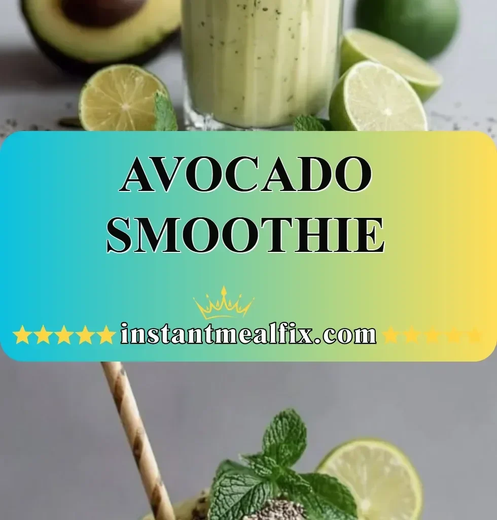 Creamy avocado smoothie in a glass topped with fresh mint leaves
