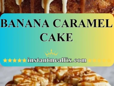 Delicious homemade Banana Caramel Cake with layers of banana and caramel frosting.