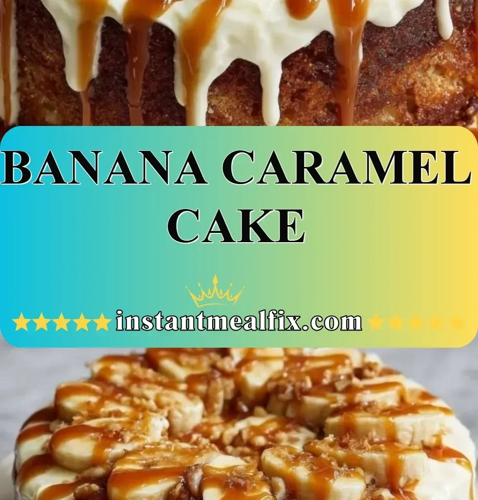 Delicious homemade Banana Caramel Cake with layers of banana and caramel frosting.