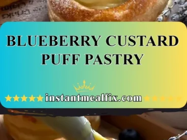 Delicious blueberry custard puff pastry topped with fresh blueberries
