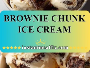 Delicious Brownie Chunk Ice Cream with brownie pieces and chocolate swirls