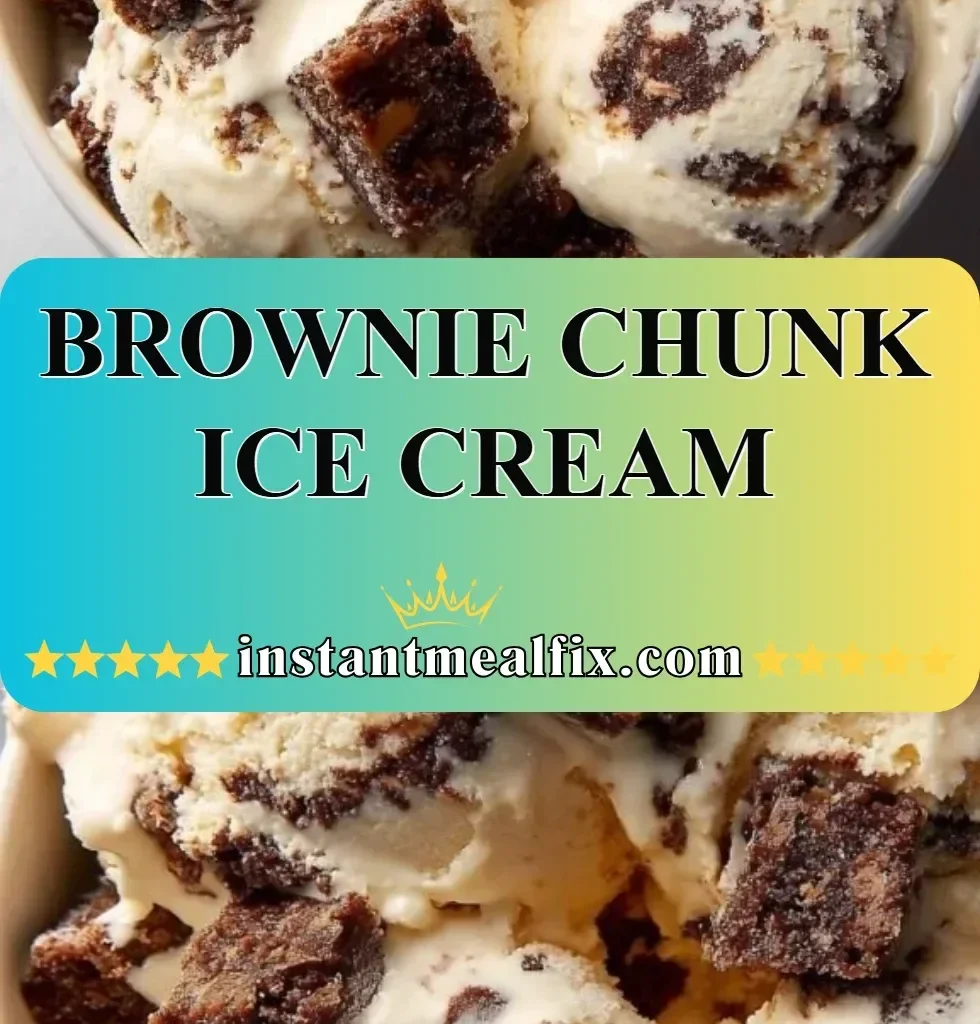 Delicious Brownie Chunk Ice Cream with brownie pieces and chocolate swirls