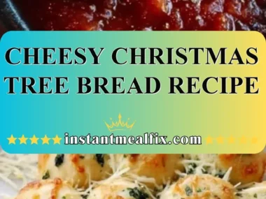 Cheesy Christmas tree bread served on a festive table