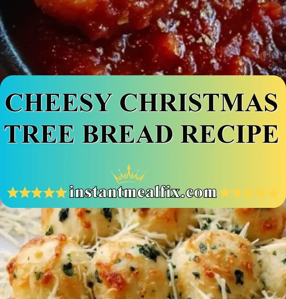 Cheesy Christmas tree bread served on a festive table