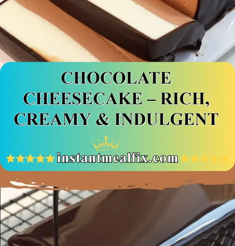 Deliciously rich Chocolate Cheesecake topped with cocoa and chocolate shavings