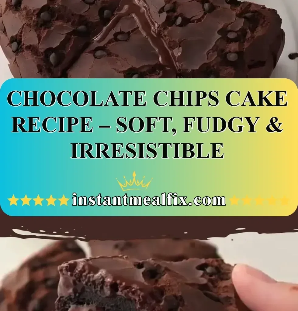 Delicious chocolate chips cake topped with melting chocolate