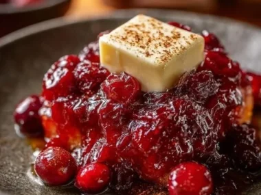 Delicious Christmas Cranberry Honey Butter spread on toast