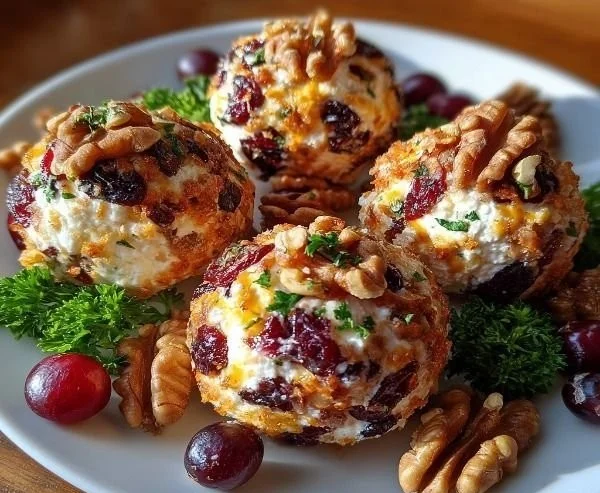 Christmas Cranberry Walnut Cheese Balls - festive appetizer for holiday parties