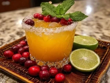 Festive Mistletoe Margarita cocktail for Christmas celebrations
