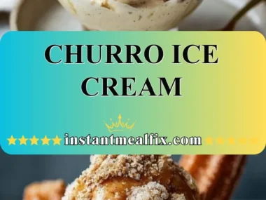 Delicious churro ice cream dessert topped with chocolate sauce