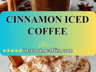 A refreshing glass of cinnamon iced coffee with ice and whipped cream.
