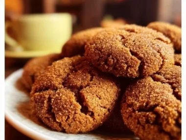 Freshly baked coffee butter cookies on a plate