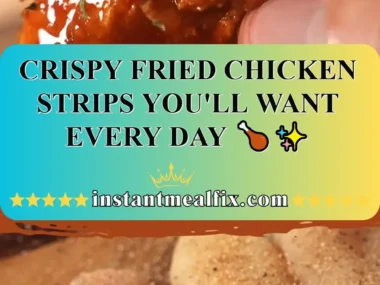 Golden crispy fried chicken strips served on a plate