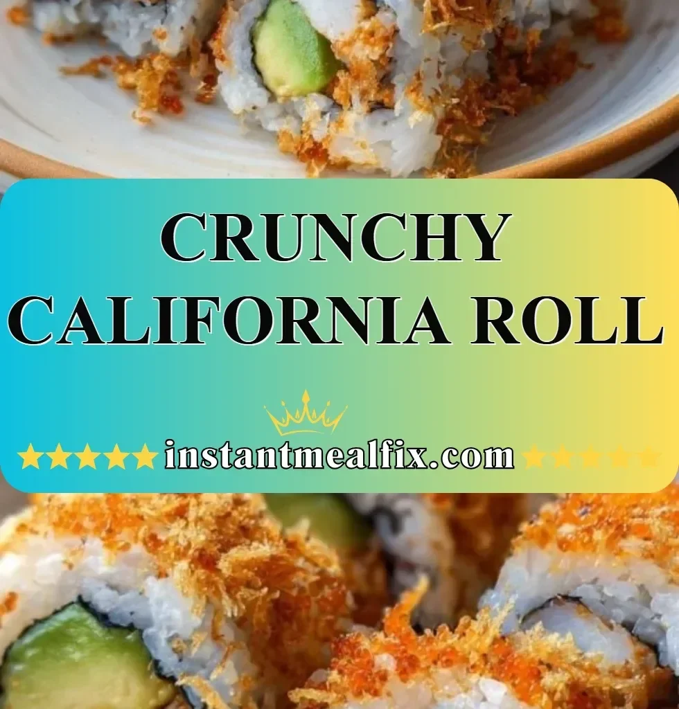Crunchy California Roll with crab, avocado, and cucumber wrapped in sushi rice