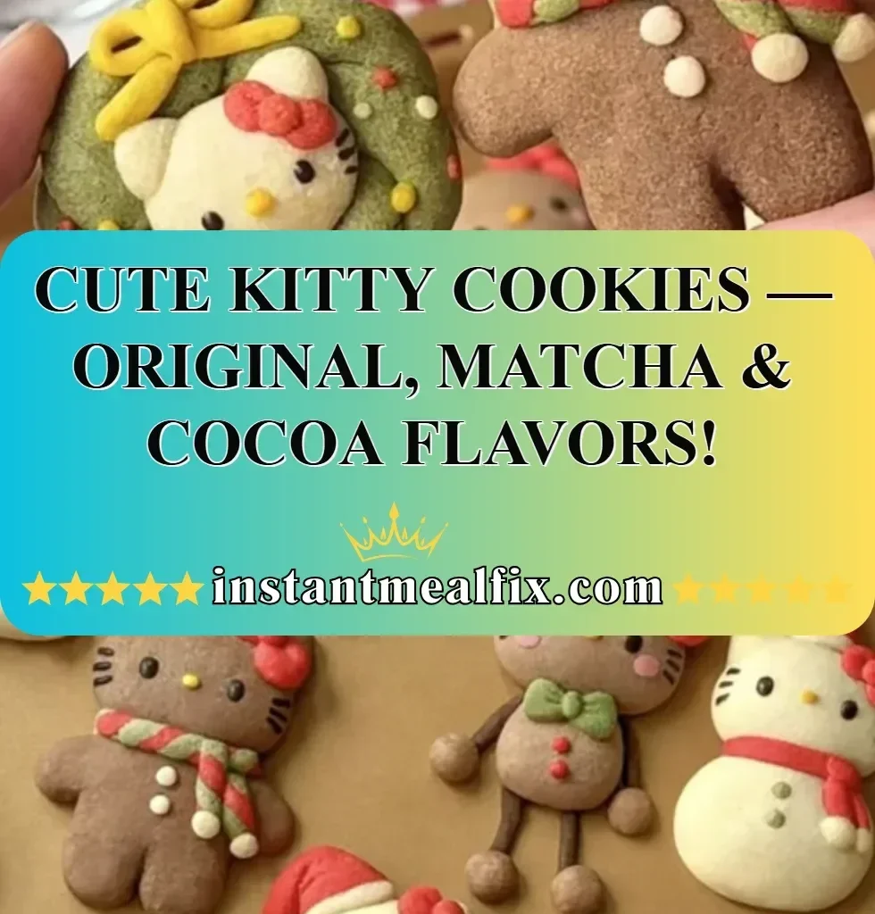 Cute kitty cookies in matcha and cocoa flavors, perfect for cat lovers.