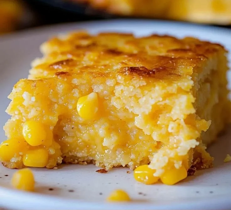 A mouthwatering cornbread casserole served in a dish, perfect for side dishes.