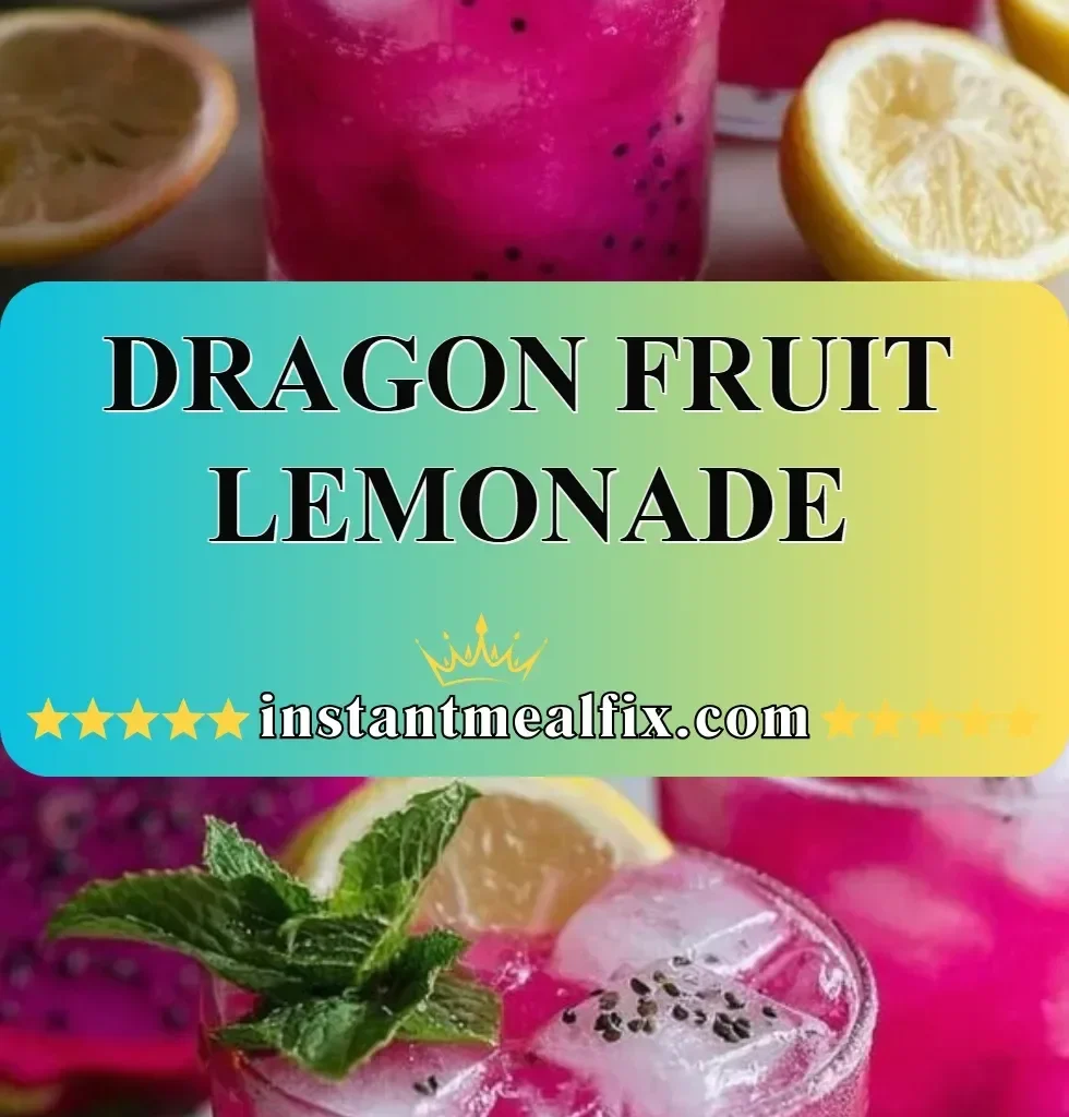 A glass of vibrant dragon fruit lemonade with a colorful garnish
