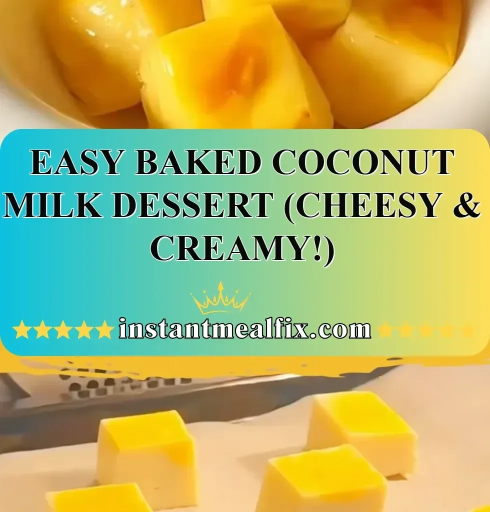 Delicious cheesy and creamy baked coconut milk dessert on a plate