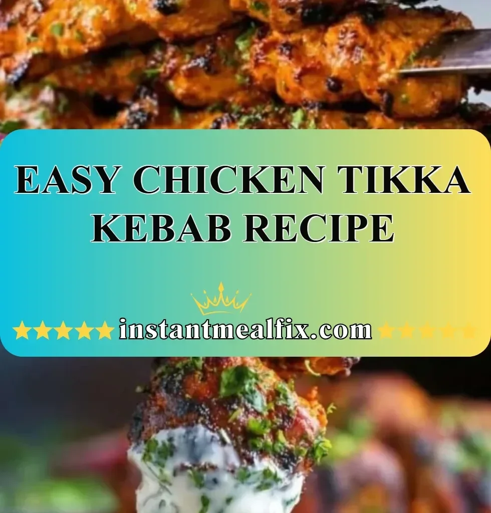 Easy chicken tikka kebab cooking on skewers with spices and marinade